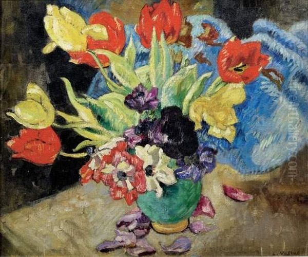 Vase De Fleurs Oil Painting by Louis Valtat