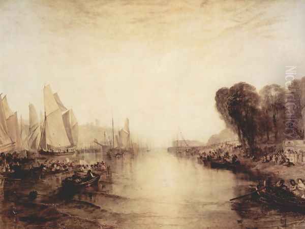 Lock East Cowes, the domicile of J. Nash, the Regatte gets ready Oil Painting by Joseph Mallord William Turner