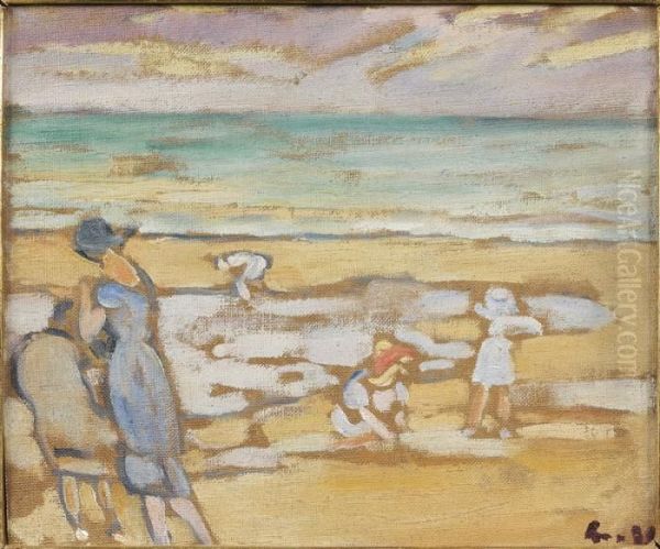 Famille Sur La Plage Oil Painting by Louis Valtat