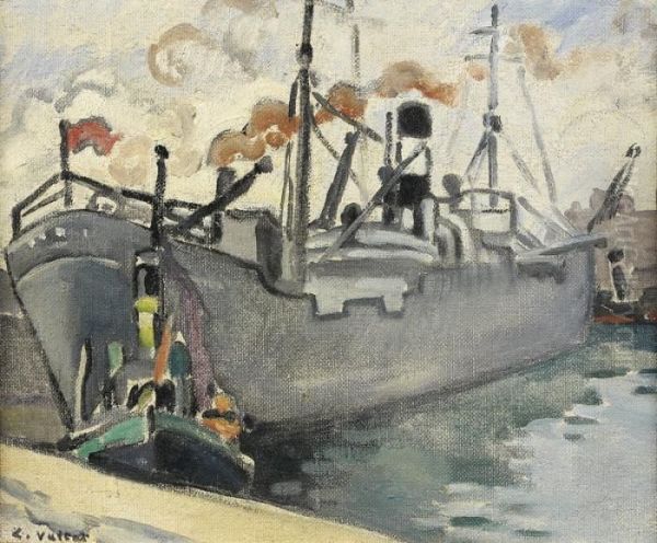 Cargo A Quai Oil Painting by Louis Valtat