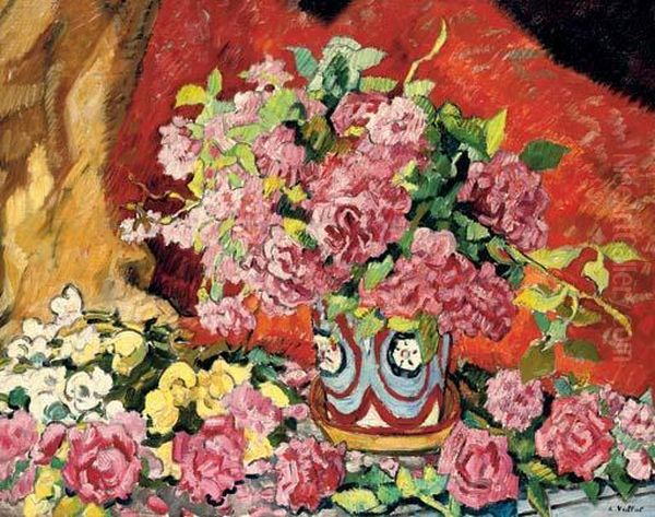 Les Roses Et La Potiche Metthey Oil Painting by Louis Valtat