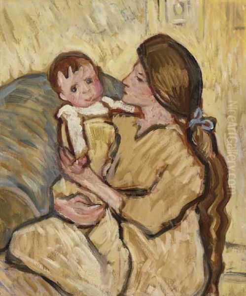 Maternite (portrait De Suzanne Et Jean Valtat) Oil Painting by Louis Valtat