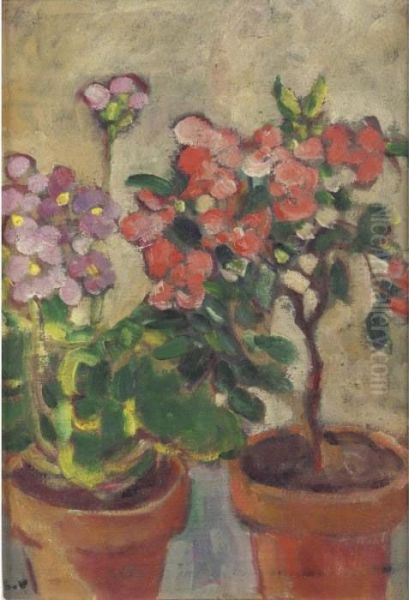 Deux Pots De Fleurs Oil Painting by Louis Valtat