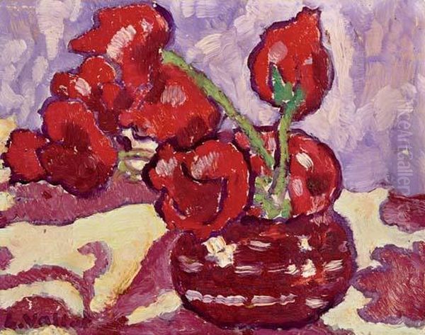 Tulipes Au Vase Rouge Oil Painting by Louis Valtat