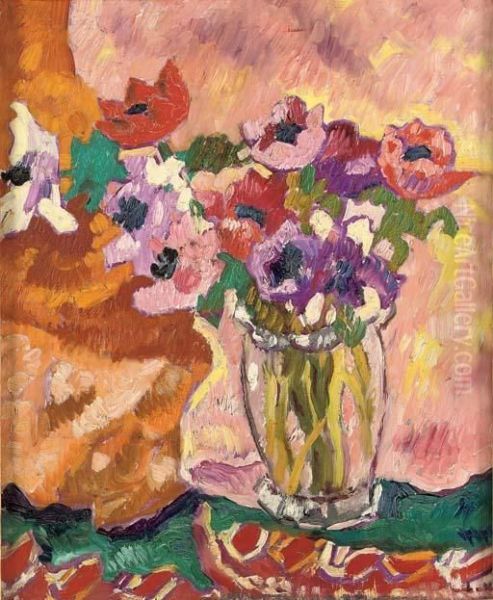 Vase Cristal, Anemones Oil Painting by Louis Valtat