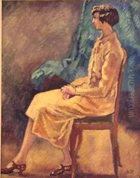 Madame Dupont Assise, Circa 1930 Oil Painting by Louis Valtat