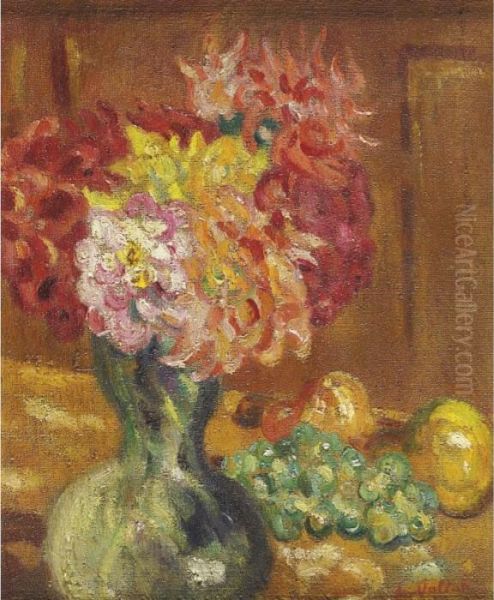 Vase De Chrysenthemes Oil Painting by Louis Valtat