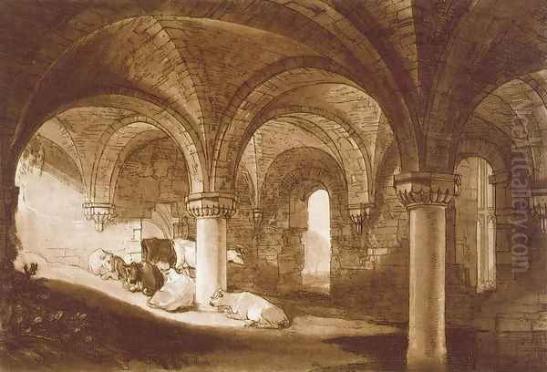 The Crypt of Kirkstall Abbey, from the Liber Studiorum, 1812 Oil Painting by Joseph Mallord William Turner