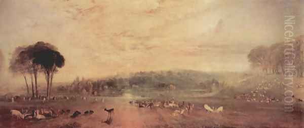 The lake, Petworth, sunset and goats Oil Painting by Joseph Mallord William Turner