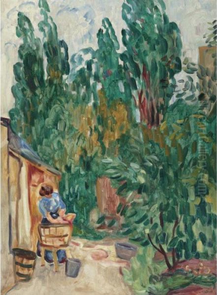 Femme Au Baquet Oil Painting by Louis Valtat