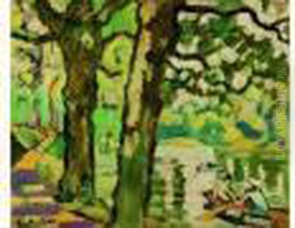 <canotiers Sur Le Lac Du Bois De Boulogne > Circa 1935 Oil Painting by Louis Valtat