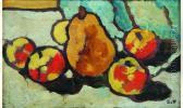 < Poire Et Pommes > Circa 1940 Oil Painting by Louis Valtat