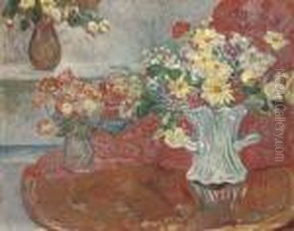 La Table Aux Bouquets Oil Painting by Louis Valtat