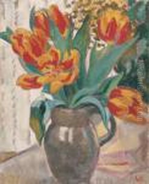 Vase De Tulipes Oil Painting by Louis Valtat