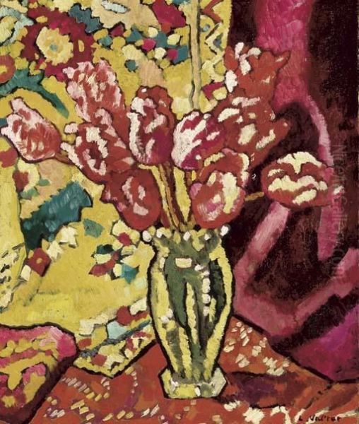 Vase De Tulipes Oil Painting by Louis Valtat