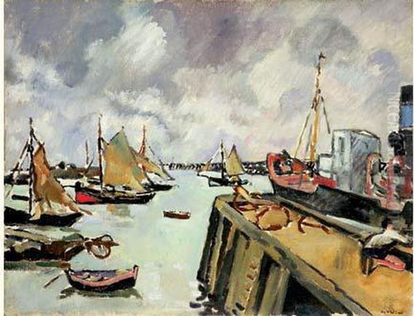 Ouistreham, Le Port, Circa 1925 Oil Painting by Louis Valtat