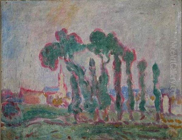 Eglise Derriere Les Grands Arbres Ennormandie Oil Painting by Louis Valtat