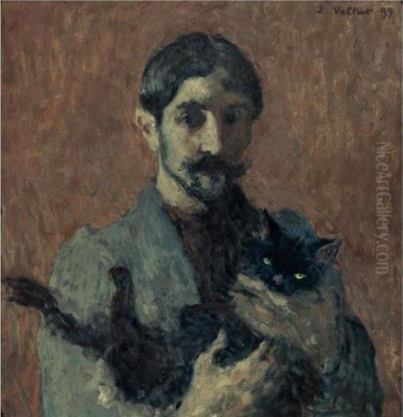 Autoportrait Au Chat Oil Painting by Louis Valtat