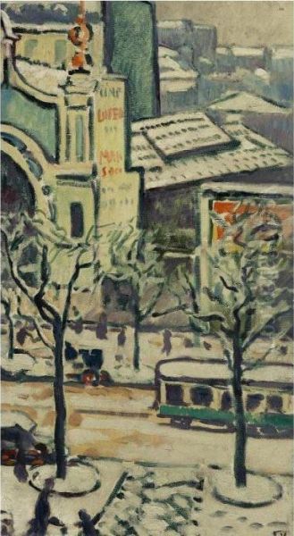 L'avenue De Wagram Enneigee Oil Painting by Louis Valtat