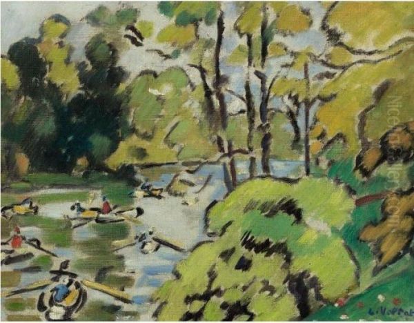 Canotage Sur Le Lac Du Bois De Boulogne Oil Painting by Louis Valtat