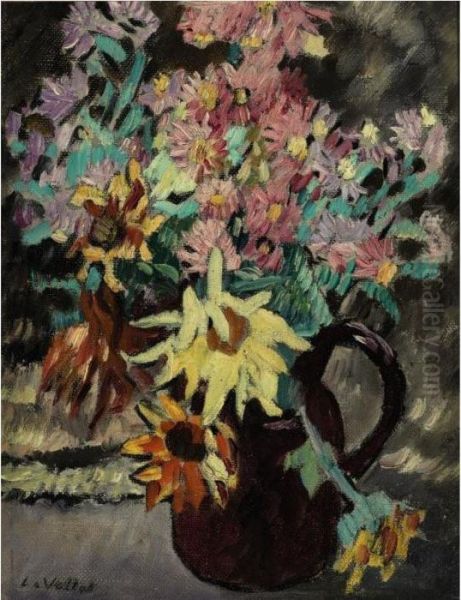 Bouquet De Fleurs Au Pichet Marron Oil Painting by Louis Valtat