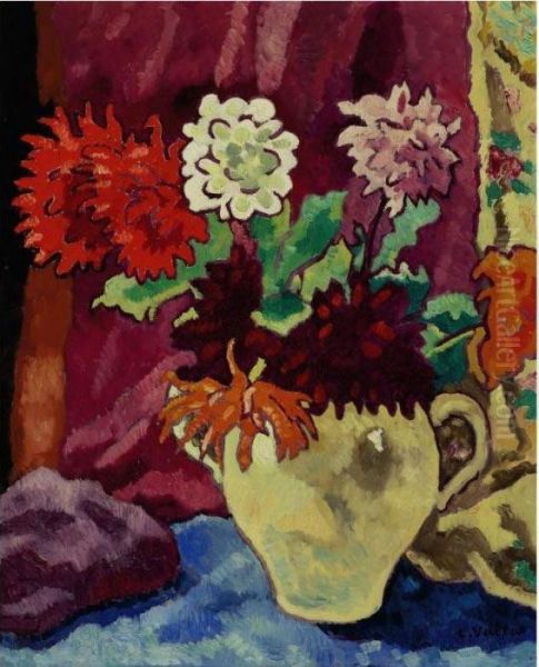 Cruche Beige, Dahlias Oil Painting by Louis Valtat