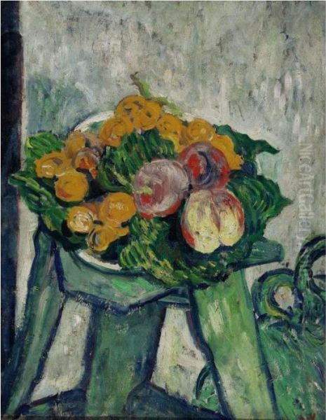 Fruits Sur Un Tabouret Oil Painting by Louis Valtat