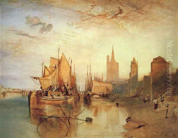 Cologne The Arrival of a Packed Boat Evening 1826 Oil Painting by Joseph Mallord William Turner