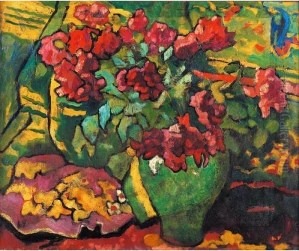 Cruche Verte, Roses Rouges Oil Painting by Louis Valtat