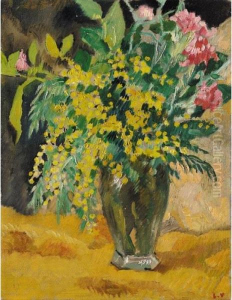 Vase Cristal Au Mimosa Oil Painting by Louis Valtat