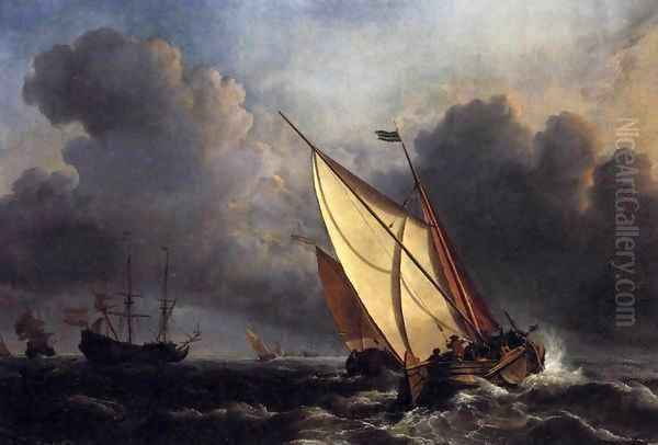 Dutch Fishing Boats in a Storm Oil Painting by Joseph Mallord William Turner