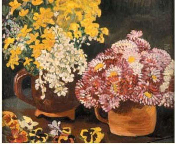 Nature Morte Aux Pots De Fleurs Oil Painting by Louis Valtat