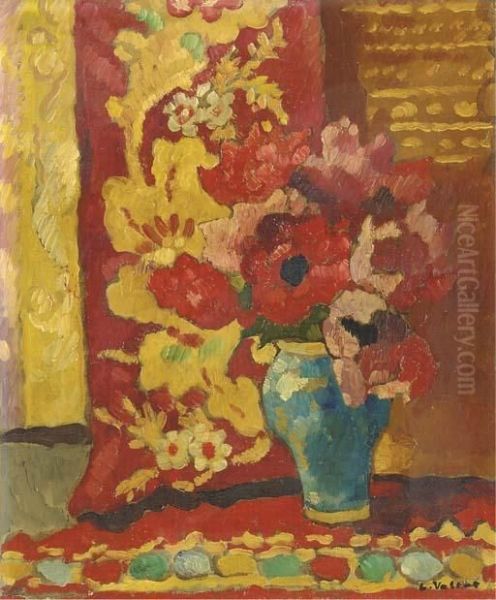 Vase Bleu, Tulipes Oil Painting by Louis Valtat