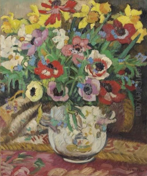 Vase D'anemones Et Jonquilles Oil Painting by Louis Valtat