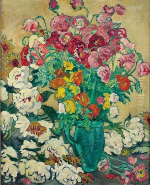 Grand Bouquet A La Cruche Verte Oil Painting by Louis Valtat