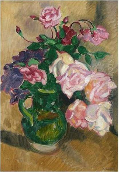 Bouquet De Roses A La Cruche Verte Oil Painting by Louis Valtat