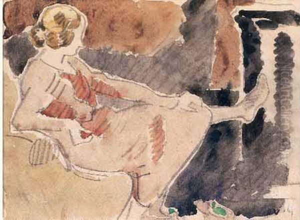 Jeune Femme Assise Devant Le Feu Oil Painting by Louis Valtat