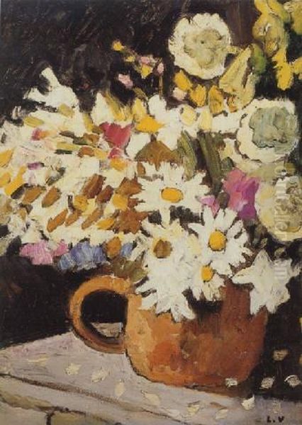 Marguerites Blanches, Cruche Marron Oil Painting by Louis Valtat