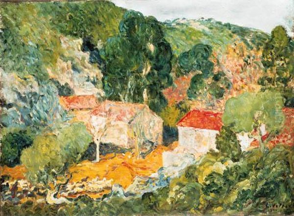 Les Maisons Dans La Vallee Oil Painting by Louis Valtat