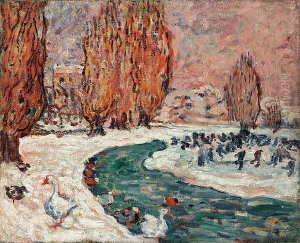 Patineurs En Hiver Oil Painting by Louis Valtat