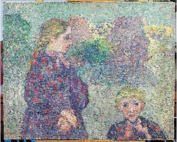 Deux Enfants Sur Une Place Oil Painting by Louis Valtat