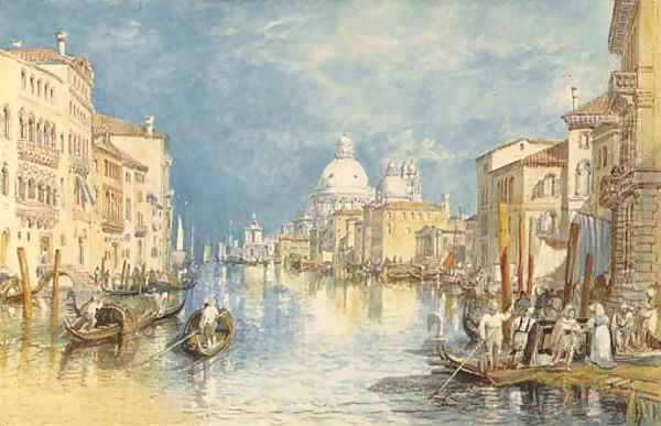 The Grand Canal, Venice, with gondolas and figures in the foreground Oil Painting by Joseph Mallord William Turner