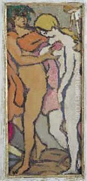 Couple Huile Sur Panneau Oil Painting by Louis Valtat