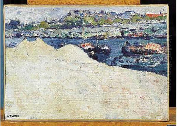 Sabliere Sur Les Quais De La 
Seine A Paris. Huile Sur Toile. Porte Le Timbre De La Signature En Bas A
 Gauche Oil Painting by Louis Valtat