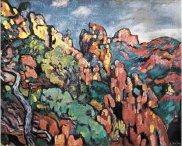 Les Rochers Rouges A Antheor 1908 Oil Painting by Louis Valtat