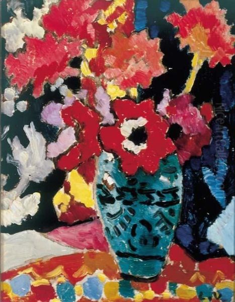 Vase De Fleurs Oil Painting by Louis Valtat