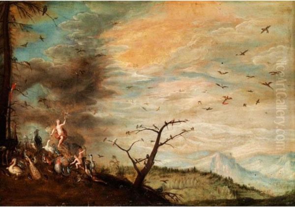 Landschaft Mit Allegorischerdarstellung Oil Painting by Hendrik van Balen