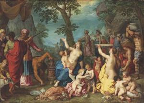 The Gathering Of Manna Oil Painting by Hendrik van Balen