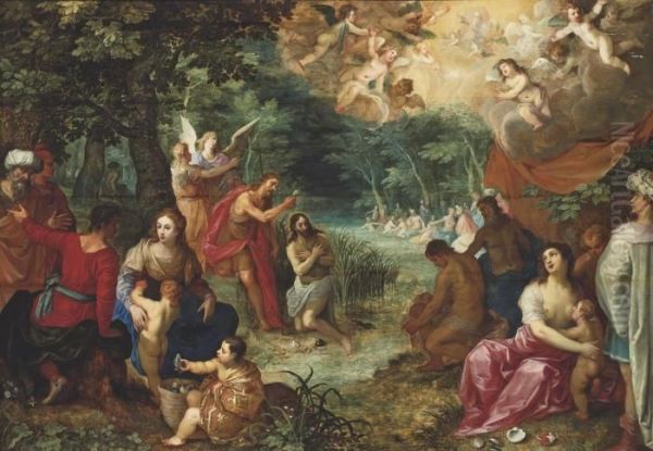 The Baptism Of Christ Oil Painting by Hendrik van Balen