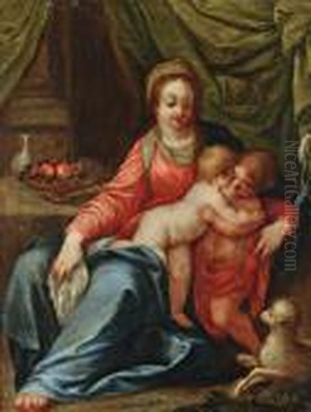 La Vierge A L'enfant Et Saint Jean-baptiste Oil Painting by Hendrik van Balen